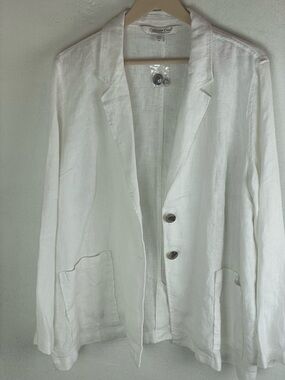 Coldwater Creek Cream Textured Linen Top